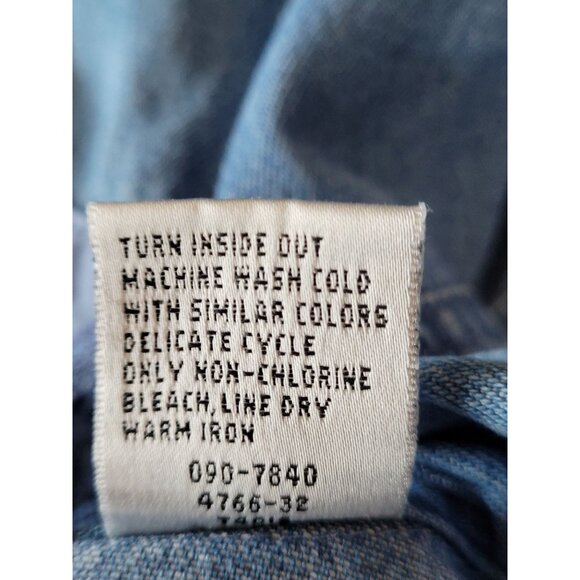 Vtg 80s Cowgirl Dress TOGETHER Denim Button Front Lace Insert Wide Sweep Elastic - Picture 11 of 11